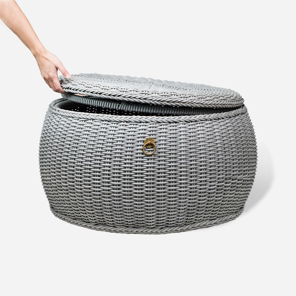 WEAVE Weatherproof Pouf with Storage - Grey (Large)
