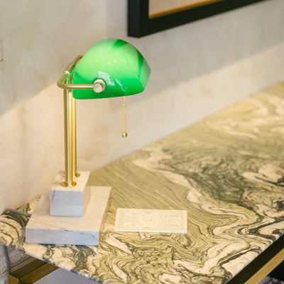 THE BANKER Desk Lamp - Satin Emerald - SCENE SHANG